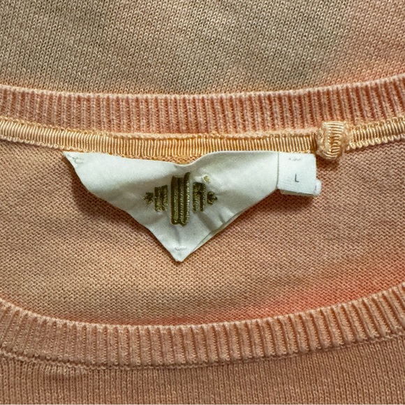 Anthro HWR Monogram Quagga Zebra Intarsia Sweater Peach Large - Picture 4 of 4